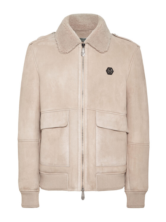 PHILIPP PLEIN PHILIPP PLEIN Giacca di pelle 14711 Beige Regular Fit
