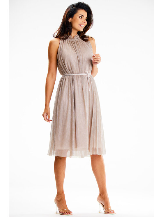 Awama Awama Večerné šaty A629 Béžová Basic Fit