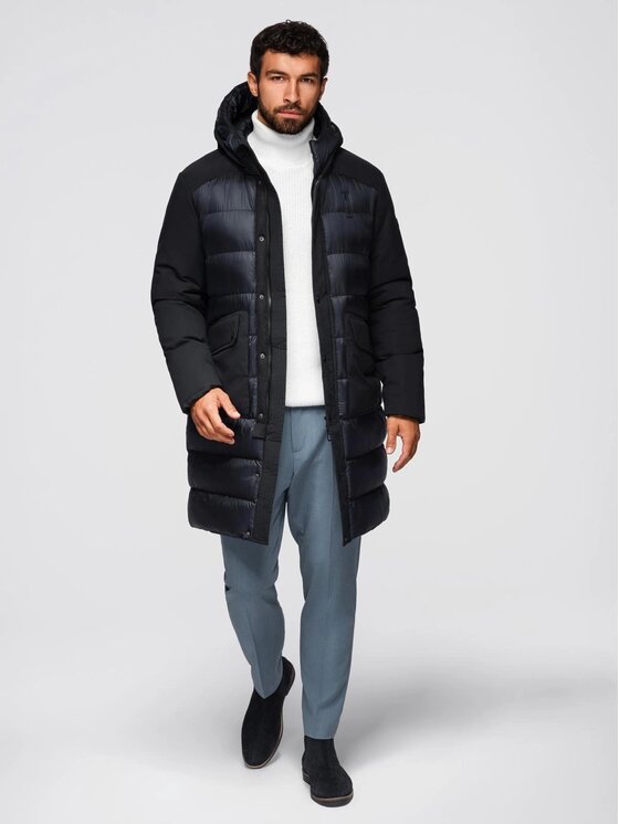 Ombre Ombre Kurtka zimowa OM-JALJ-0308 Czarny Regular Fit