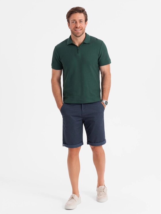 Ombre Ombre Szorty materiałowe OM-SRCS-0197 Granatowy Regular Fit