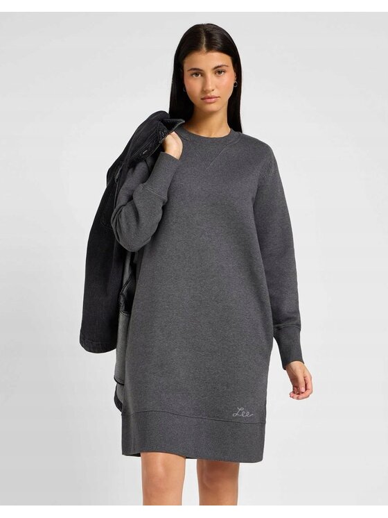 Lee Lee Kombinezon Raglan Sweatshirt Dress Szary Basic Fit