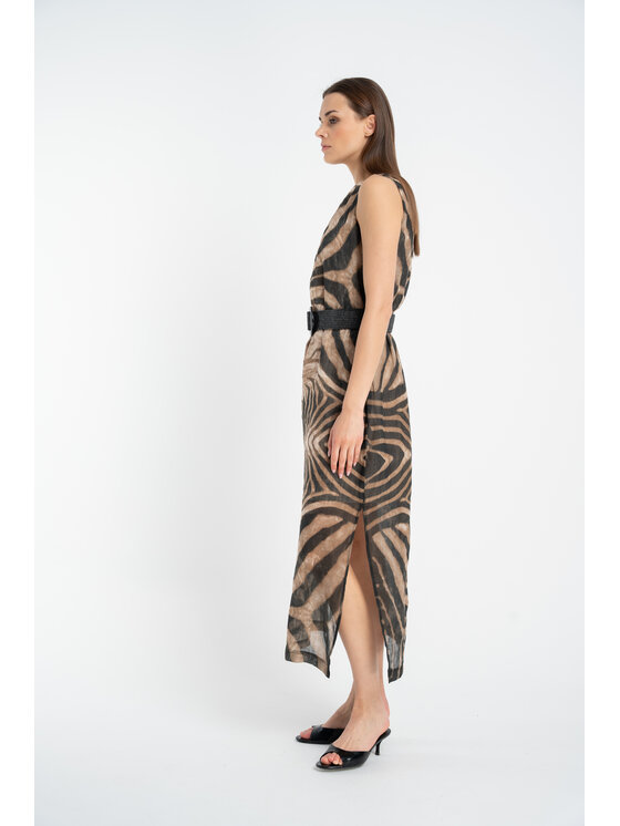 CLICK CLICK Φόρεμα καλοκαιρινό 60-6127 Καφέ Regular Fit