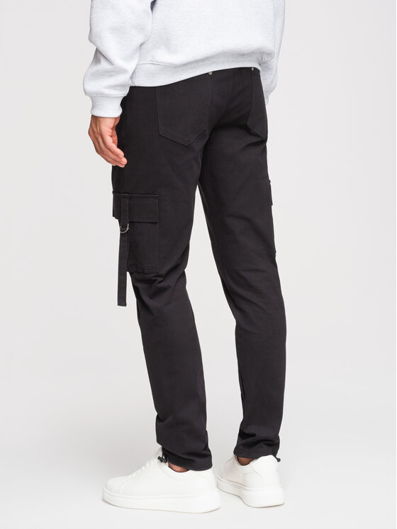 Ombre Ombre Spodnie cargo P1516 Czarny Regular Fit