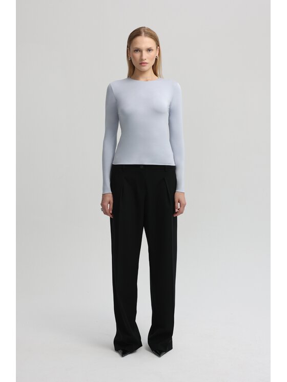 LAGOM LAGOM Longsleeve Dopasowany Błękitny Regular Fit