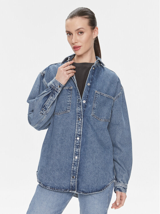 Samsøe Samsøe Samsøe Samsøe džínsová košeľa Eleanor F23400135 Modrá Relaxed Fit