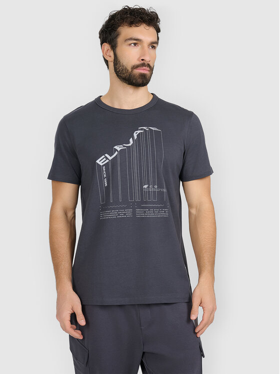 4F 4F T-Shirt BRIGHT TRACK Szary ciemny Regular Fit