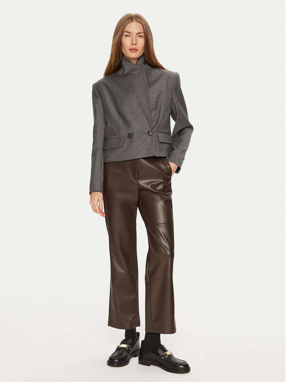 Max Mara Leisure Tehisnahast püksid Struzzo 2426786098 Pruun