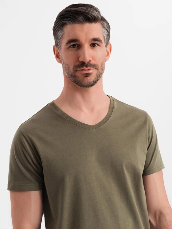 Ombre Ombre T-Shirt OM-TSBS-0237 Zielony Regular Fit