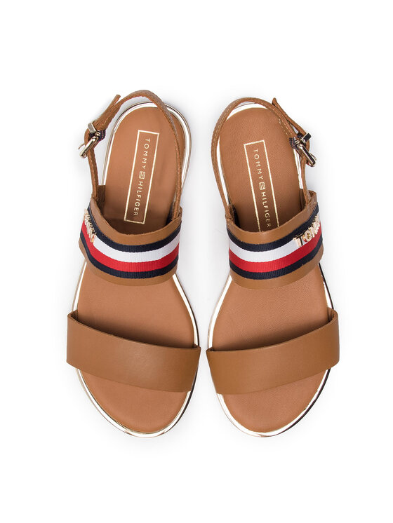 Tommy Hilfiger Sandales Flat Sandal Corporate Ribbon FW0FW04049 Marron Modivo