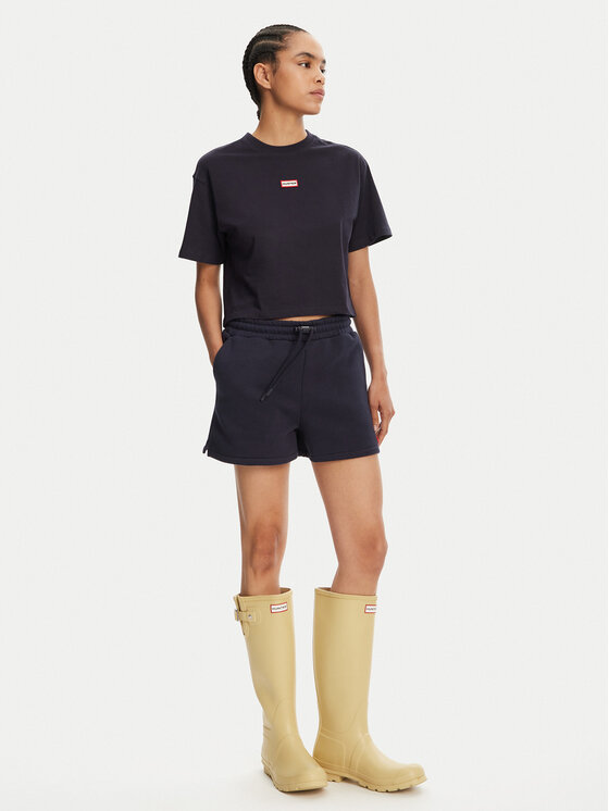Hunter Hunter Tričko Leona HARW0070251 Tmavomodrá Boxy Fit