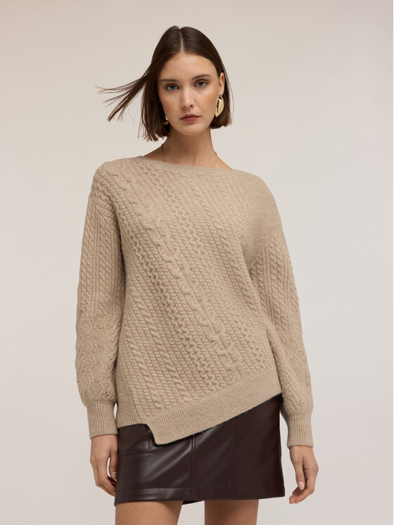 Motivi Motivi Cardigan M015W003688N002 Écru Over Fit