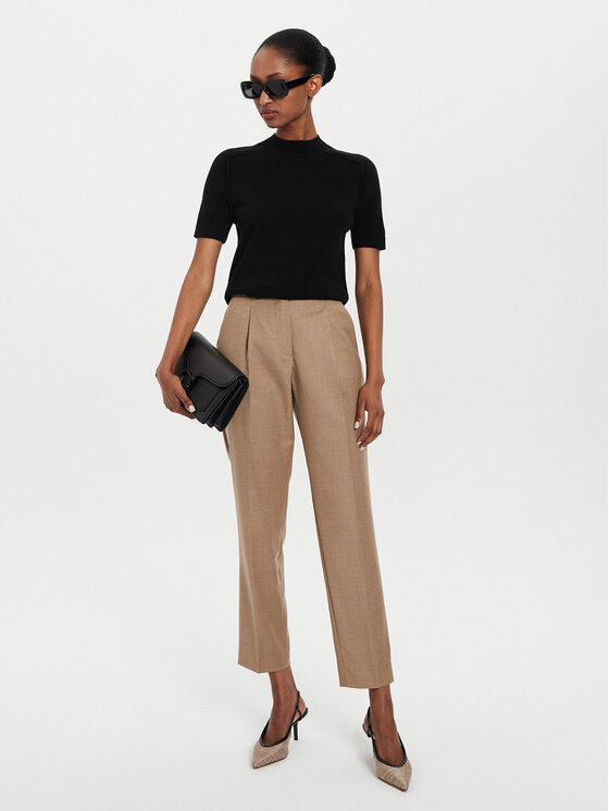 Weekend Max Mara Weekend Max Mara Штани з тканини Caldaia 2425136132 Бежевий Regular Fit