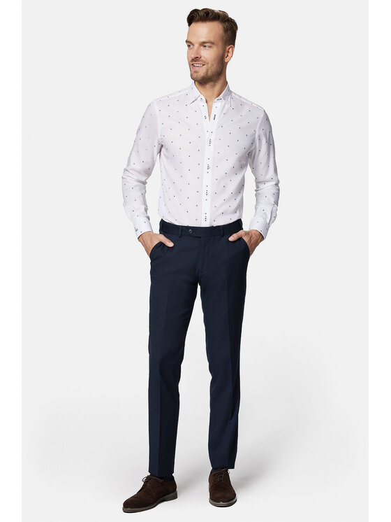 Lancerto Lancerto Spodnie materiałowe Performance Mix SP073123000005 Granatowy Slim Fit