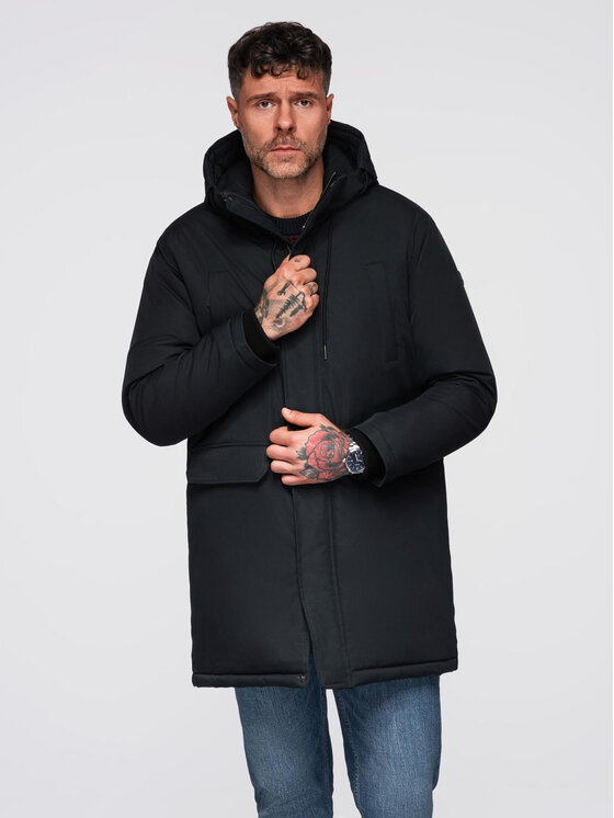 Ombre Ombre Parka OM-JAPJ-0313 Czarny Regular Fit