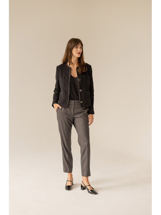 Entelier Entelier Marynarka chanelka Czarny Regular Fit
