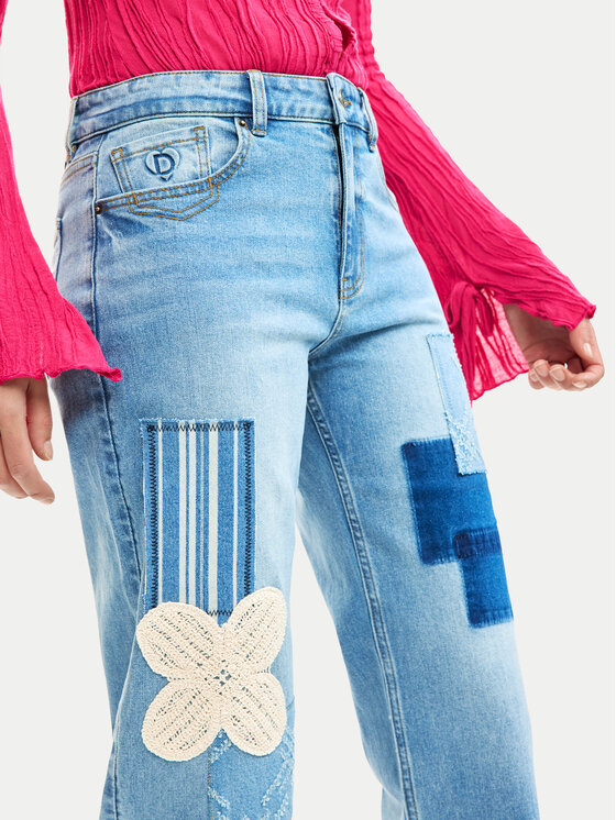 Desigual Desigual Džinsi Patch Crochet 26SWDD24 Daudzkrāsains Straight Fit