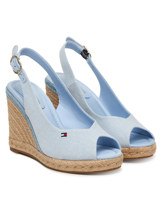 Tommy Hilfiger Tommy Hilfiger Espadryle Flag High Wedge Espad Slingback FW0FW09343 Błękitny
