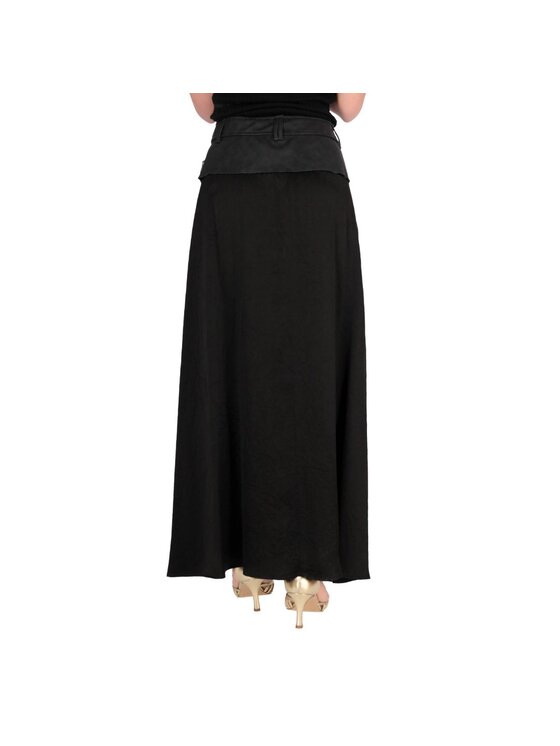 PINKO PINKO Spódnica maxi Gelosia gonna satin crinkle Czarny Regular Fit