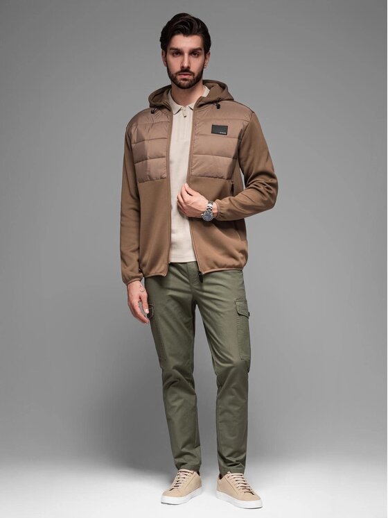 Ombre Ombre Kurtka przejściowa OM-JANP-0160 Brązowy Regular Fit
