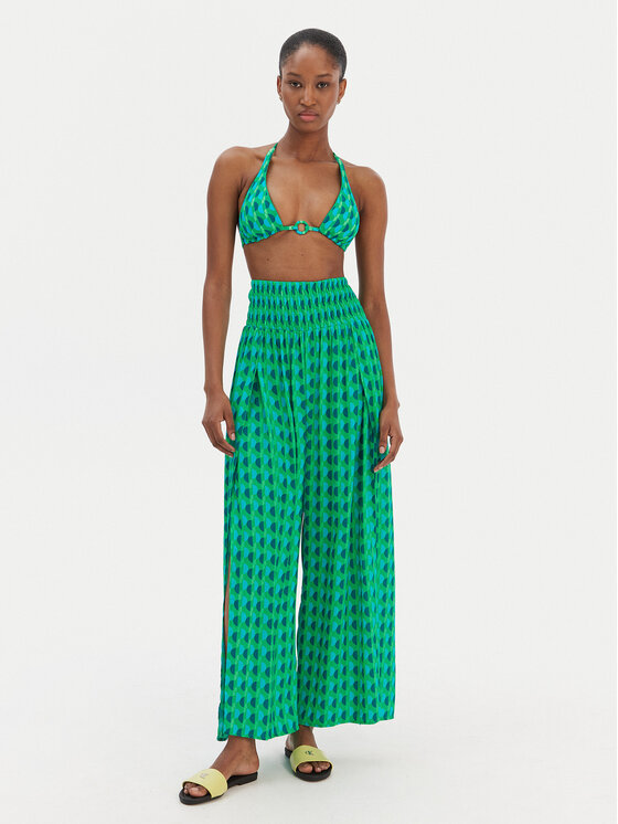 Seafolly Seafolly Kalhoty z materiálu Sorrento 55573-PA Zelená Wide Leg