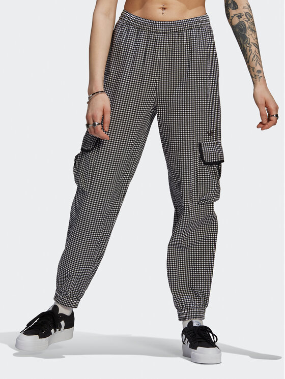 adidas Hlače Gingham HB9456 Crna Loose Fit