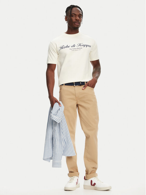 Robe di Kappa Robe di Kappa T-krekls Robe Giovani Tozeur 61151CW Écru Regular Fit