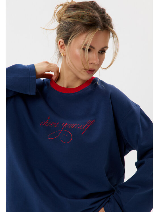 Mirons Mirons Longsleeve Print Granatowy Regular Fit