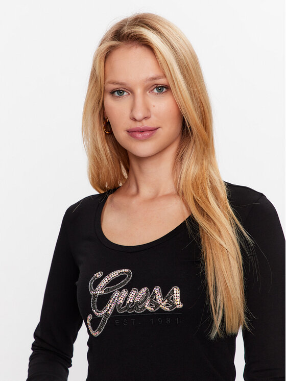 Guess Guess Блуза W3YI37 J1314 Черен Slim Fit
