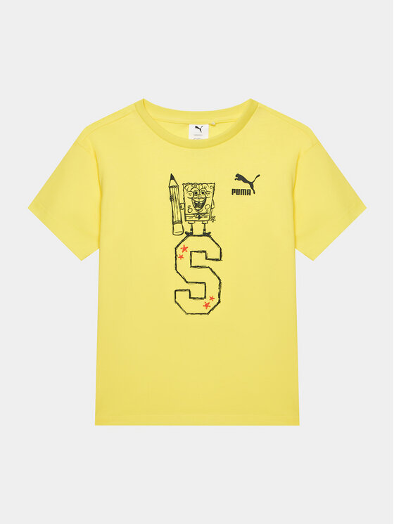 Puma Puma Тишърт Puma X Spongebob 622217 Жълт Regular Fit