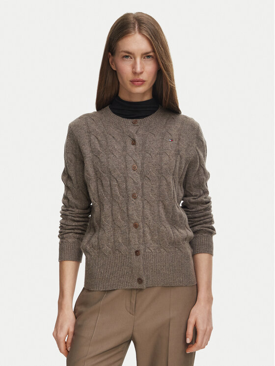 Tommy Hilfiger Tommy Hilfiger Кардиган Soft WW0WW52191 Тъмнобежов Regular Fit