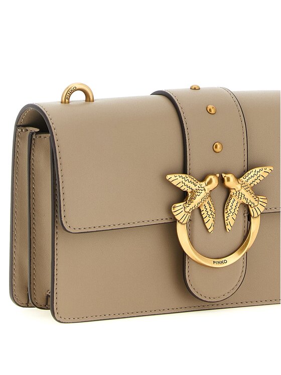 PINKO PINKO Torebka Gray Calfskin Crossbody Beżowy