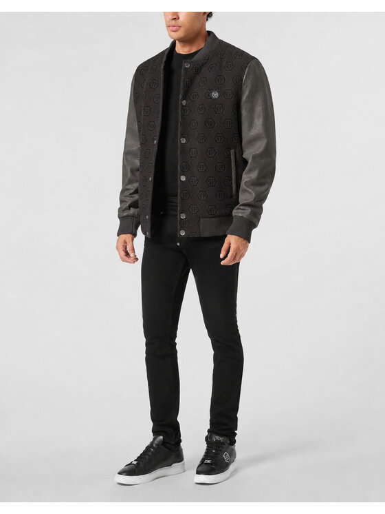 PHILIPP PLEIN PHILIPP PLEIN Kurtka bomber 26087 Czarny Regular Fit