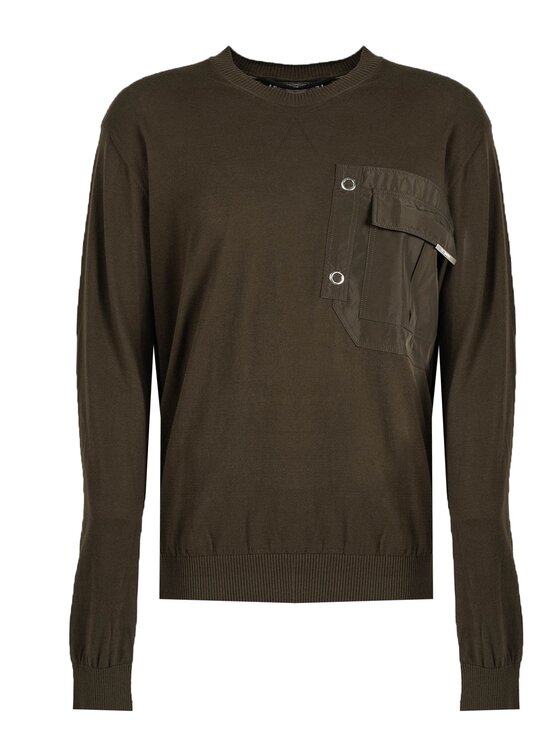 Les Hommes Les Hommes Sweter LKK102-606A | Classic Fit Jumper Khaki Regular Fit