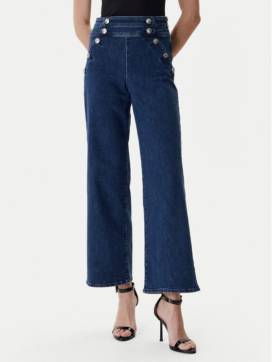 Guess Guess Jeansy W6RA3R D0910 Tmavomodrá Wide Leg