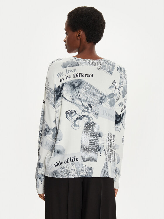 Desigual Desigual Džemper Kawartha Lakes 24WWJF61 Écru Regular Fit