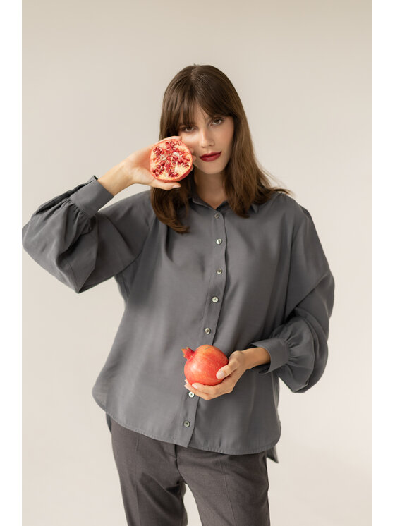 Entelier Entelier Koszula koszula oversize Szary Relaxed Fit