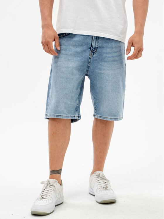 Jigga Wear Jigga Wear Szorty jeansowe Krótkie Spodenki Jeansowe Męskie Jasne Niebieski Jigga Wear Small Outline Crown L Niebieski Regular Fit