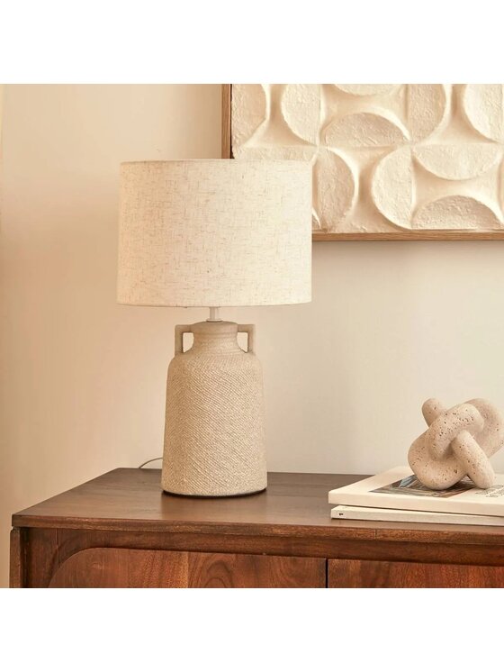 MIAhome MIAhome Lampka nocna Lampa stołowa szaro-beżowa Gibus 45,5 cm Beżowy