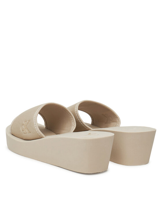 Calvin Klein Jeans Calvin Klein Jeans Nazouváky Beach Wedge Slide Canvas YW0YW01725 Béžová