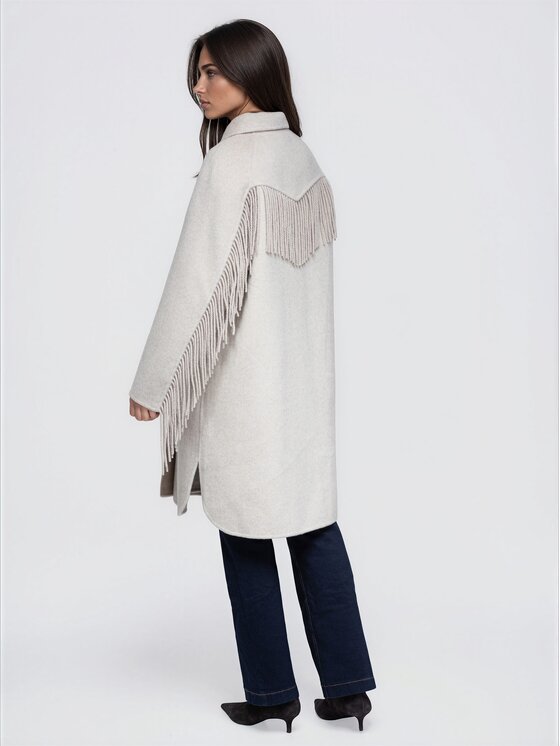Ombre Ombre Płaszcz przejściowy OW-CT-E0033 Beżowy jasny Relaxed Fit