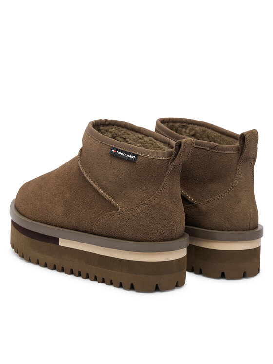Tommy Jeans Tommy Jeans Апрески Tjw Flatform Snow Boot Suede EN0EN02841 Кафяв
