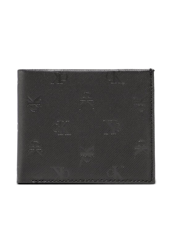 Duży Portfel Męski Calvin Klein Jeans, Czarny, Monogram Soft Bifold W/Coin Aop K50K510437