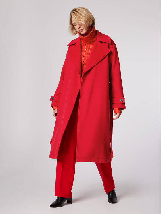 Simple Simple Демісезонний плащ PLD502-04 Червоний Relaxed Fit