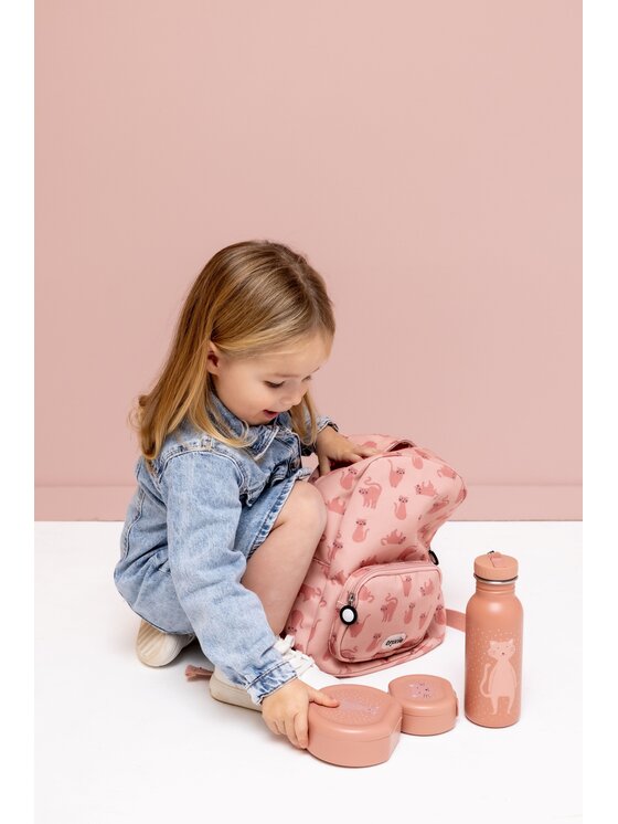 Trixie Baby Trixie Baby Pojemnik na żywność Zestaw pojemników na przekąski z klipsem 2 szt. - Kot Różowy