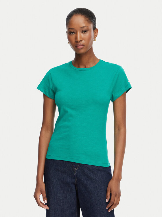 Tommy Hilfiger Póló WW0WW48702 Zöld Slim Fit