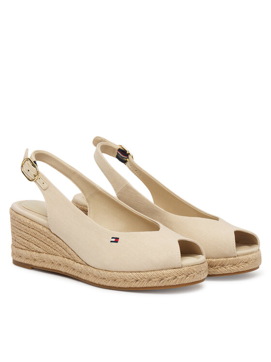 Tommy Hilfiger Tommy Hilfiger Espadrilės Mid Wedge Espad Slingback FW0FW09228 Smėlio
