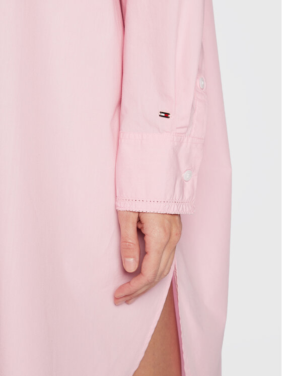 Tommy Hilfiger Tommy Hilfiger Marškinių tipo suknelė Solid WW0WW37102 Rožinė Oversize