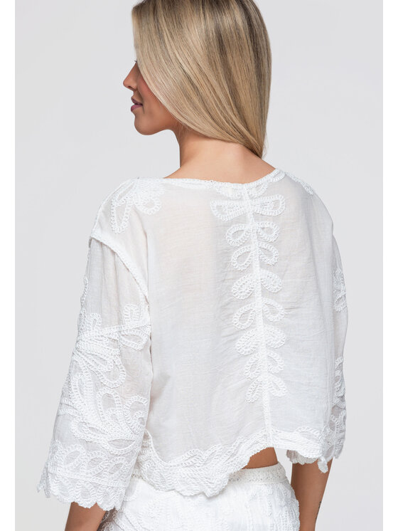 Ombre Ombre Bluzka OW-TS-E0070 Biały Loose Fit