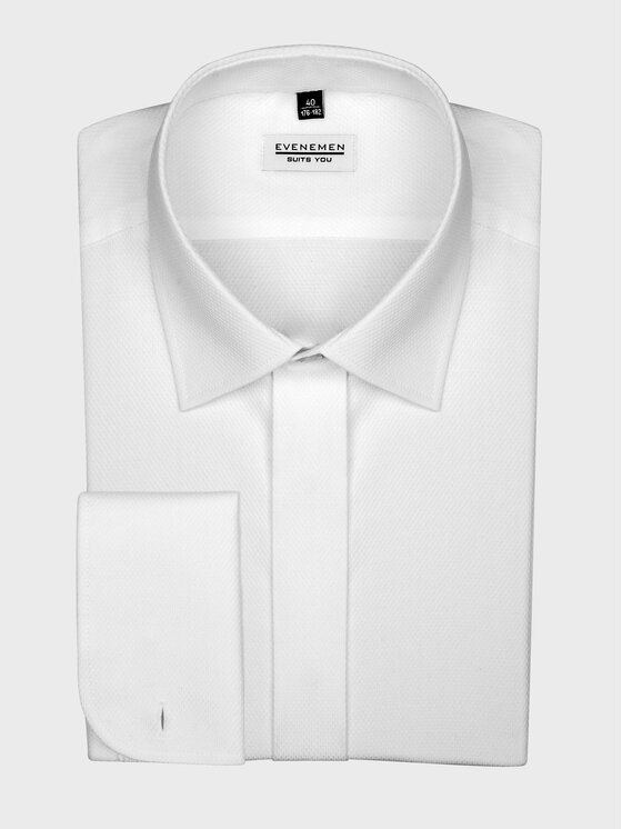 Evenemen Evenemen Koszula w strukturę OSLO Biały Slim Fit