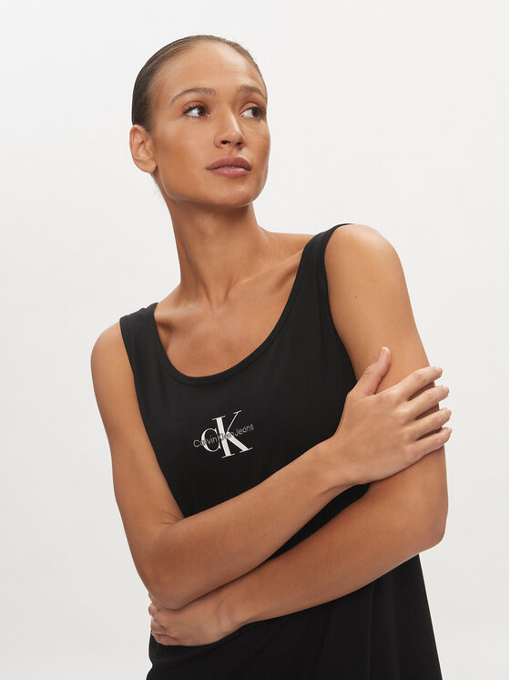 Calvin Klein Jeans Calvin Klein Jeans Φόρεμα καλοκαιρινό Monologo J20J223702 Μαύρο Loose Fit